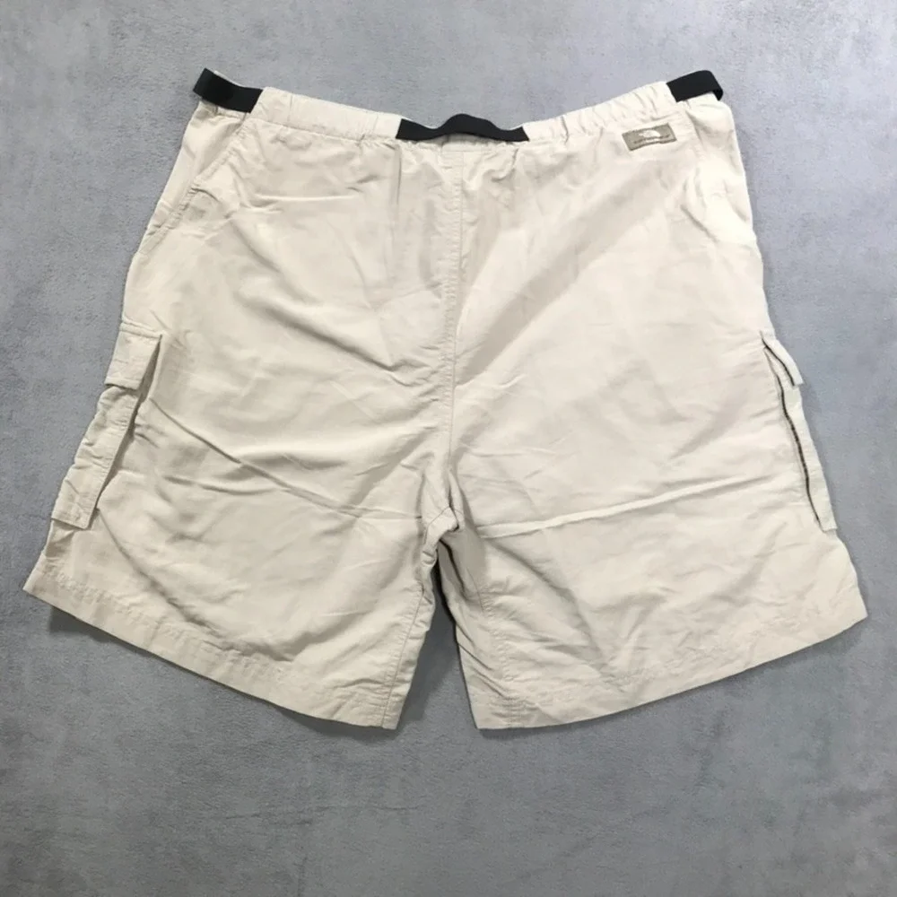 The North Face Cargo Shorts Men's Extra Large Beige Belted Nylon Hiking Outdoors